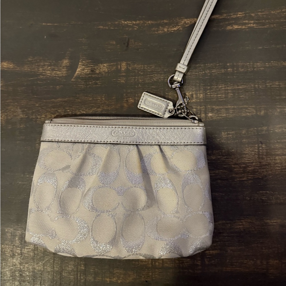 Coach Silver Clutch Wristlet